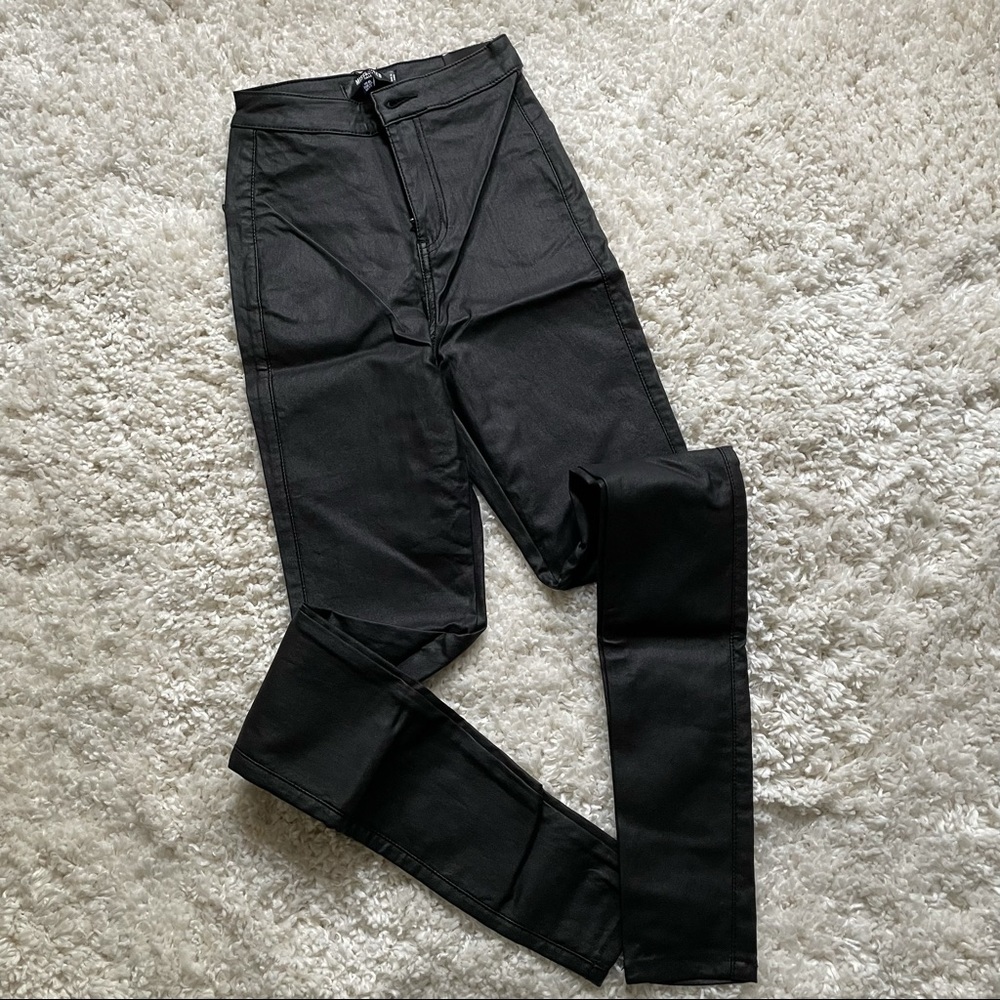 Tall Black Vice Coated Denim Skinny Jeans
